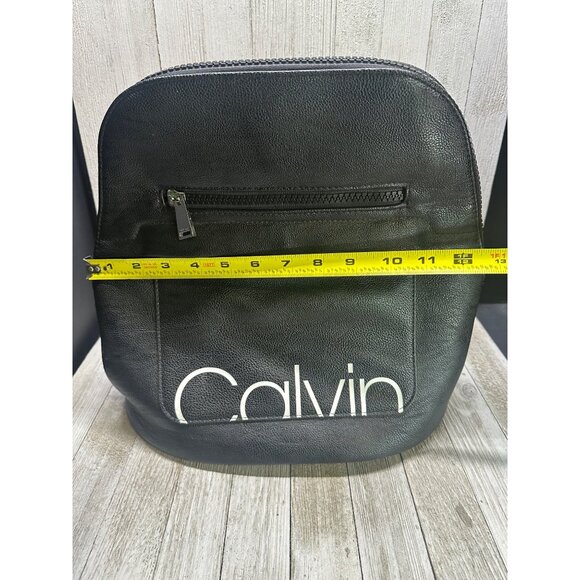 Calvin Klein Backpack Faux Leather Black Zipper Luxury Bag Excellent 13" Tall - Picture 9 of 11